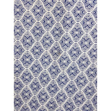 Vintage Kresge Jupiter Woven MCM Design FABRIC Blue White 1.75 + yards Medallion