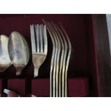 Holmes & Edwards Stainless Steel Floral Flatware Set in Chest Japan Tongs
