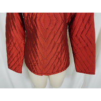 Shira Leah Chicago Quilted Mandarin Asian Inspired Changshan Jacket Womens L Red
