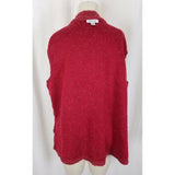 Coldwater Creek Red Berber Popcorn Fleece Ribbon Trim Zip Up Vest Red Womens L