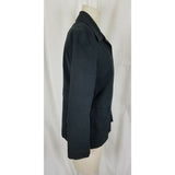 Gap Stretch Black Half Belted Back Full Button Up Jacket Womens 8 Apron Pockets