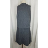 Vintage Handmade 1950s Wool Tweed Mod Dress Vest Jacket Skirt Suit Womens M Gray