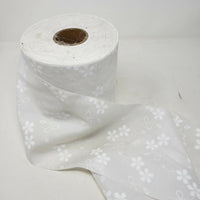 White Floral Organza Fabric Spool Roll Tulle Ribbon See Through Mesh Yardage