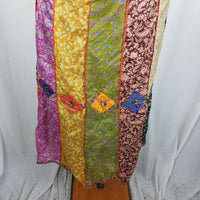 Nepal Silk Patchwork Tribal Ethnic Long Maxi Peasant Prairie Boho Skirt M Loud