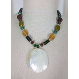 Zad Iridescent Mother of Pearl Shell Pendant Beads BEADED NECKLACE Jewelry