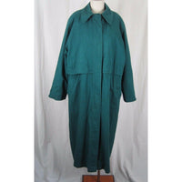 London Fog Towne Cape Top Wool Lined Cinch Waist Spy Trench Coat Womens 12 Green