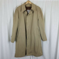 London Fog Trench Coat Deep Pile Faux Fur Removable Liner Mens 40R Vintage Khaki