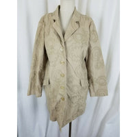 J.Jill Canvas Cotton Embroidered Pleated Fit & Flare Riding Jacket Coat Womens M