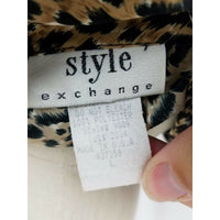 Style Exchange Satin Animal Leopard Cheetah Print Tunic Blouse Top Womens L 80s