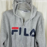 Fila Training Spell Out Logo Full Zip Up Gray Hoodie Sweatshirt Mens M Gray NWT