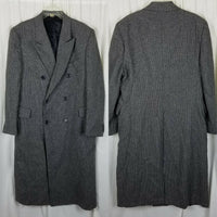 Bruce Hunt Black & White Checked Wool Peacoat Polo Coat Mens L Vintage 80s VTG