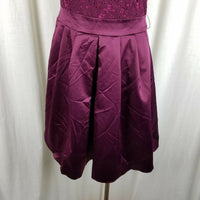 The Limited Lace Satin Plunge VBack Fit & Flare Cocktail Purple Dress Womens 10