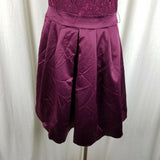 The Limited Lace Satin Plunge VBack Fit & Flare Cocktail Purple Dress Womens 10