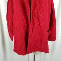 Carraig Donn Ireland Open Front Boiled Wool Swing Wrap Sweater Jacket Womens L