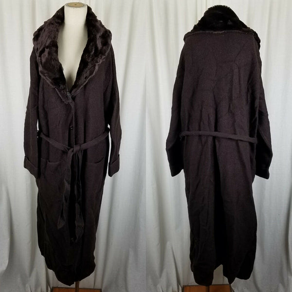 Jessica Holbrook Maxi Wool Fur Collar Cardigan Sweater Coatigan Womens 1X Plus