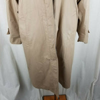 London Fog Funnel Neck Insulated Long Trench Coat Womens 12 Wool Zip Out Liner