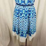 Adrianna Papell Summer Tank Pleated Twirl Satin Dress Womens 8 Cobalt Floral