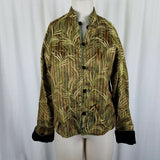 Vintage Reversible Black Velvet Frog Closures Jacket Chinese Metallic Womens L