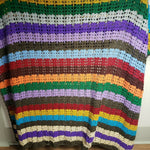 Vintage Crochet Striped Rainbow Afghan Grandma Blanket Handmade 50x78 Twin Full