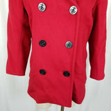 Talbots Double Breasted Red Winter Wool Military Short Peacoat Jacket Womens 2P