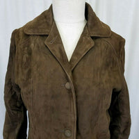 Vintage Brown Brushed Leather Jacket Blazer Insulated Fur Lined Womens 8 Suede