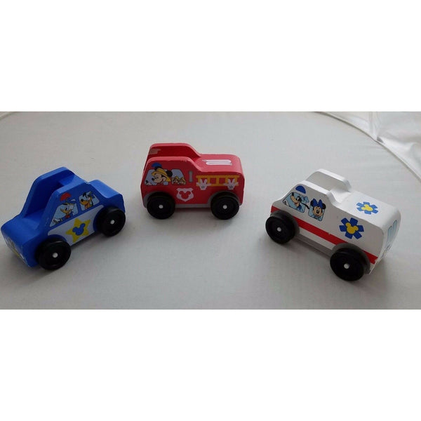 Disney Melissa and Doug Mickey Mouse Clubhouse Wooden Emergency Vehicles Car Lot