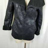 Unplugged Museum Brand Jacket Rancher Bomber Faux Shearling Womens S Black Coat