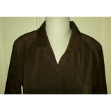 Talbots Petites Stretch Button Up Shirt Coat Dress Womens 14P Chocolate Brown