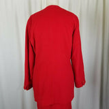 Bogner Red Wool Skirt Suit 2 Piece Outfit Set Long Blazer Jacket Womens 38 8