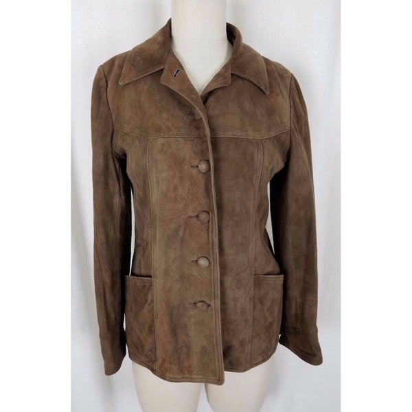 Vintage Leathers by New England Sportswear Brown Brushed Jacket Womens S USA