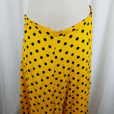 Vintage Yellow and Black Polka Dotted CanCan Twirl Skirt Womens XL Lace Underlay