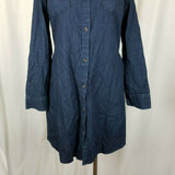 A New Day Chambray Denim Blue Jean Tunic Shirt Dress Womens XS Cotton Dark Wash