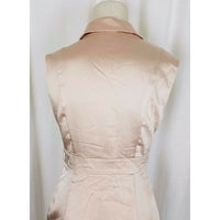 Vero Moda Satin Dress Fitted Bodycon Sexy Built in Scarf Faux Wrap Womens M Nude