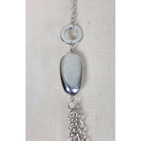 Multi Strand Metal Large Mixed Shape Beads Silver Turquoise BEADED NECKLACE