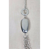 Multi Strand Metal Large Mixed Shape Beads Silver Turquoise BEADED NECKLACE