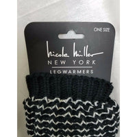 Nicole Miller Sweater Knit LegWarmers Boots One Size OS Black White Striped NWT