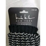 Nicole Miller Sweater Knit LegWarmers Boots One Size OS Black White Striped NWT