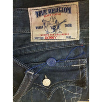 True Religion Skinny with Flaps Pocket Faded Mens 36 Dark Denim Blue Jeans 40x33