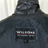 Wilsons Leather Black Shawl Collar Tie Cape Top Long Jacket Short Coat Womens S