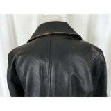 Marc New York Distressed Black Leather Jacket Womens M Fitted Tailored Button Up