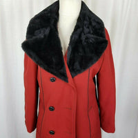 Smug Long Maxi Fur Lined All Weather Trench Pea Coat Womens M L Burnt Orange Red