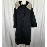 Vintage Lustrelam Persian Lambs Wool Fur Muff Collar MCM Peacoat Coat Womens M