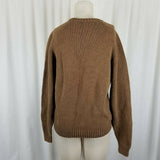 Lands End Direct Crew Neck Knit Sweater Womens M 10-12 Brown Japan Chocolate