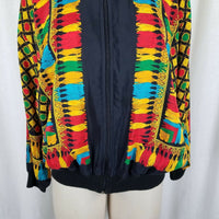 Vintage Peter Popovitch Satin Bomber Jacket Coin Medallion Tassel Print Womens L