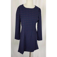 NWT Xian Dong Polka Dotted Woven Brocade Dress Womens S Korea Fit & Flare Navy