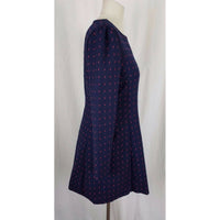 NWT Xian Dong Polka Dotted Woven Brocade Dress Womens S Korea Fit & Flare Navy