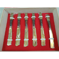 Thailand Hindu God Elephant Teak Rosewood Nickel Bronze Flatware 18 Pieces Set