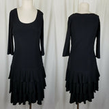 Evelyn & Arthur Nueva 3/4 Sleeve Ruffle Dress Little Black Women 6 Scoop Neck
