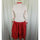 Vintage Handmade Red Polka Dots Dress Drop Waist Gathered Twirl Skirt Womens S