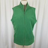 LL Bean Fleece Vest Womens XL Full Zip Up Bright Green Stretch Funnel Neck